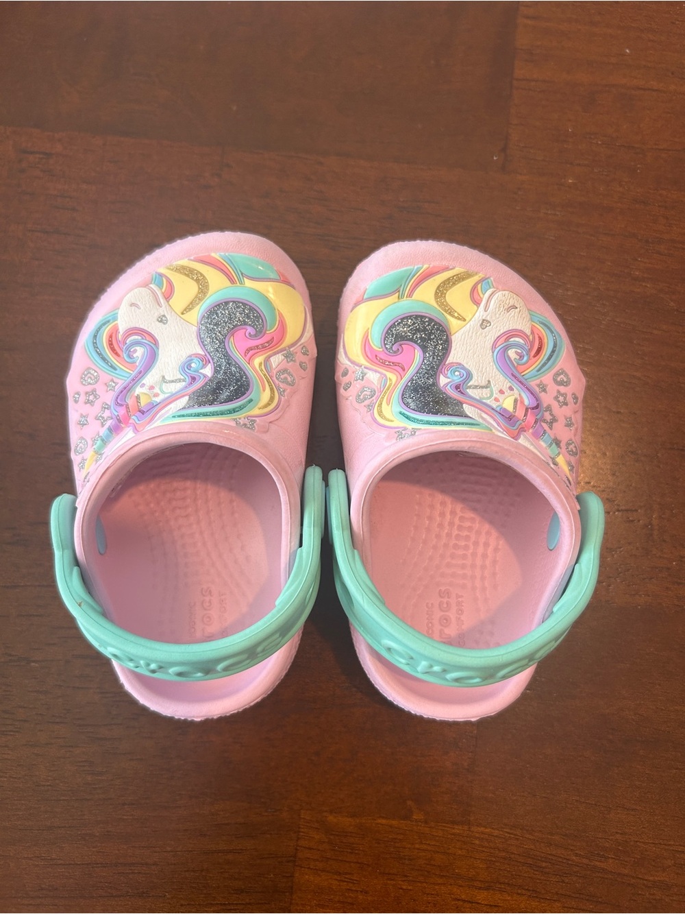 Crocs Toddler Girls Pink Mint Classic I Am Unicorn Clogs Size C4 - Picture 2 of 5